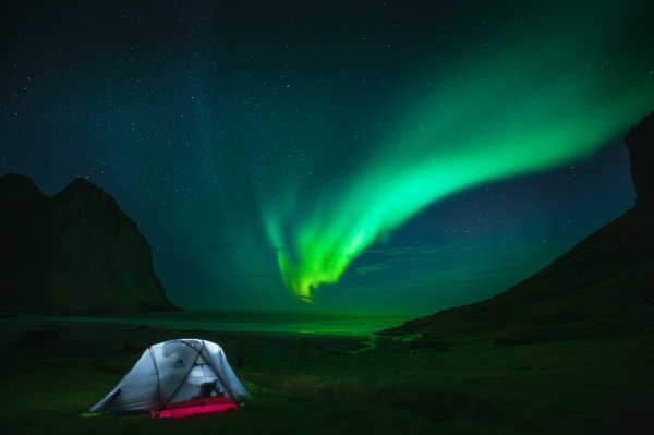 Norsko - stan s Aurora Borealis 